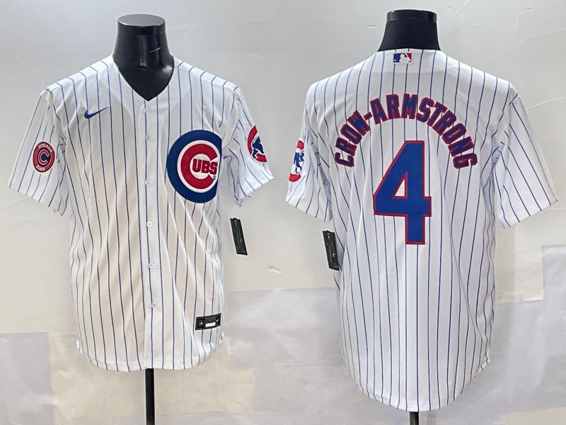 Men Chicago Cubs #4 Crow-Armstrong White Stripe Game 2025 Nike MLB Jersey style 5